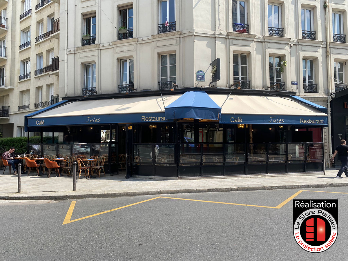 Rentoilage de stores de restaurant à Paris - Le Store Parisien